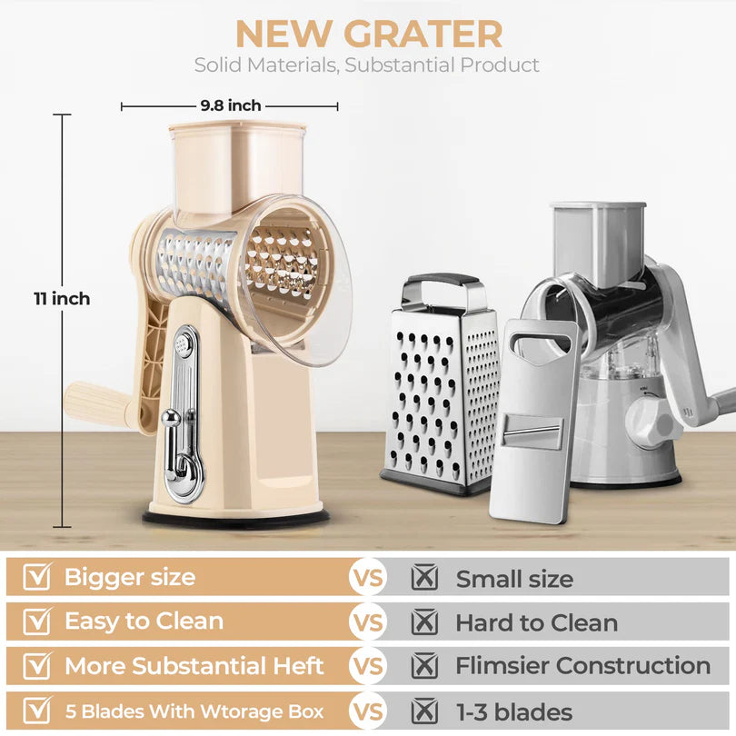 5 in 1 Gourmet Rotary Cheese Grater